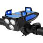 Miwaimao Bike Light Front Set Multifunction 4 in 1, USB Rechargeable Bicycle LED Headlight, Can be Used as Bicycle Headlight, Mobile Phone Holder, Bicycle Bell, Mobile Power (4000 mAh)