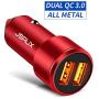 Car Charger, JSAUX Quick Charge 3.0 3A Dual USB Ports 36W Fast Car Adapter Metal Compatible with Samsung Galaxy S10 S9 S8 S20 Plus Note 10 9 8 S7, iPhone Xs Max XR X 8 7 6, iPad, LG G6 V20, Moto Red