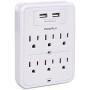 POWRUI Surge Protector, USB Wall Charger with 2 USB Charging Ports(Smart 2.4A Total), 6-Outlet Extender and Top Phone Holder for Your Cell Phone, White, ETL Listed