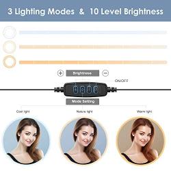 10" Selfie Ring Light with Tripod Stand & 3 Flexible Phone Holders, SUPERDANNY Dimmable Beauty LED Ringlight for Live Stream/Makeup/YouTube/TikTok/Vlog Video/Photography Compatible with iPhone Android