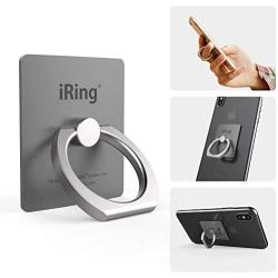 iRing Original - Include Hook Mount for Wall or Car Cradle. AAUXX Cell Phone Ring Grip Finger Holder, Mobile Stand, Kickstand, iPhone, Android, Smartphones, Tablets. (Grey)