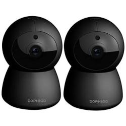 DophiGo Set of 2 1080P HD Dome 360° Wireless WiFi Baby Monitor Safety Home Security Surveillance IP Cloud Cam Night Vision Camera for Baby Pet Android iOS apps (Set of 2 Black)