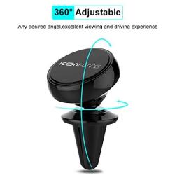 Magnetic Car Holder Unique Magnetic Air Vent Mount by ICONFLANG, Compatible with Most Case and Cell Phone – with 2 Metal Plates