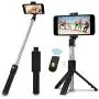 SYOSIN Selfie Stick, 3 in 1 Extendable Selfie Stick Tripod with Detachable Bluetooth Wireless Remote Phone Holder Compatible with iPhone and Android Smartphone