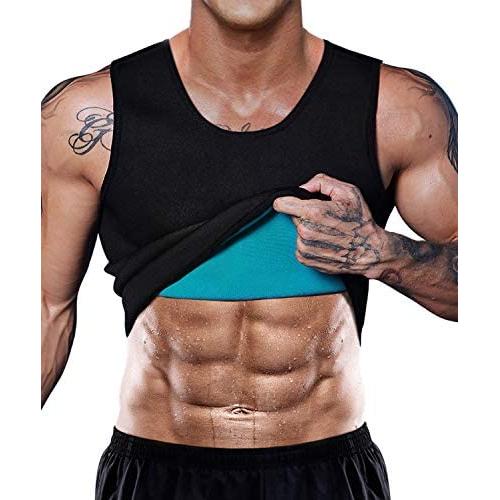 Men Neoprene Waist Trainer Sauna Sweat Suit Workout Vest Tank Top Tummy Control Shapewear Slimming Body Shaper