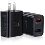 Quick Charger 3.0, Pofesun 2Pack 30W QC 3.0 USB Wall Charger Adapter Dual Port Adaptive Fast Charging Block Compatible for Samsung Galaxy S10 S9 S8 Plus S7 Edge Note 8 9 10,iPhone,iPad,LG-Black,Black