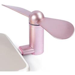 iPhone Fan, Portable Aluminum Alloy Shell Lightning Plugs Mini Cooler Rotating Fan for iPhone (Rose Gold)