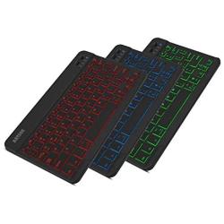 Arteck HB030B Universal Slim Portable Wireless Bluetooth 3.0 7-Colors Backlit Keyboard with Built in Rechargeable Battery, Black