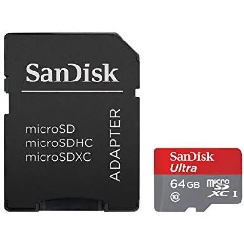 SanDisk Ultra 64GB microSDXC UHS-I Card with Adapter, Grey/Red, Standard Packaging (SDSQUNC-064G-GN6MA) SanDisk Ultra 64GB microSDXC UHS-I Card with Adapter, Grey/Red, Standard Packaging (SDSQUNC-064G-GN6MA)