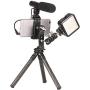 Metal Phone Tripod Mount with Cold Shoe,Woohoto 360 Rotation Phone Tripod Holder Adapter,Desktop Cell Phone Stand, Compatible with iPhone Sumsung Smartphone,Cell Phone Clamp,Video Rig Mount