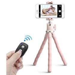 Phone Tripod, UBeesize 12 Inch Flexible Cell Phone Tripod Stand Holder with Wireless Remote Shutter & Universal Phone Mount, Compatible with iPhone/Android/DSLR/GoPro Camera, Pink