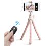 Phone Tripod, UBeesize 12 Inch Flexible Cell Phone Tripod Stand Holder with Wireless Remote Shutter & Universal Phone Mount, Compatible with iPhone/Android/DSLR/GoPro Camera, Pink