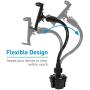 Macally 2 in 1 Phone & Tablet Car Mount for Cup Holder - Adjustable 12” Flexible Gooseneck and 360° Rotating Base - Phone, Tablet, iPad Holder for Car - Fits Devices up to 8” Wide and Most Vehicles