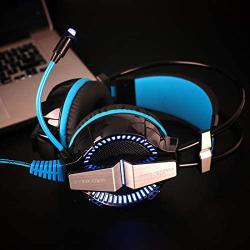 Pourprel 3.5mm Gaming Game Headset Headphone Earphone Headband with Mic Stereo Bass LED Light for PS4 PC Computer Laptop Mobile Phones (Color : Blue)