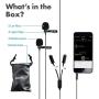 Movo Professional Lavalier Lapel Clip-on Interview Podcast Microphone with Secondary Mic and Headphone Monitoring Input for iPhone, iPad, Samsung, Android Smartphones, Tablets - Podcast Equipment