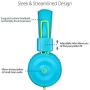 Kids Headphones-noot products K22 Foldable Stereo Tangle-Free 3.5mm Jack Wired Cord On-Ear Headset for Children/Teens/Boys/Girls/Smartphones/School/Kindle/Airplane/Plane/Tablet (Teal/Lime)