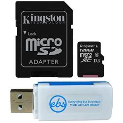 Kingston 128GB SDXC Micro Canvas Select Memory Card and Adapter Works with Samsung Galaxy A10, A20, A70 Cell Phone (SDCS/128GB) Bundle with 1 Everything But Stromboli MicroSD and SD Card Reader