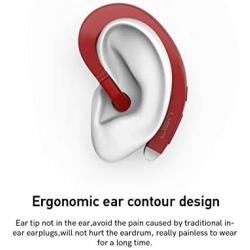 Ear-Hook Bluetooth Headphone,Wireless Non Ear Plug Single Ear Bluetooth Headset with Mic,Painless Wearing Bluetooth Earpiece 8-10 Hrs Playtime for Cell Phone(Red)