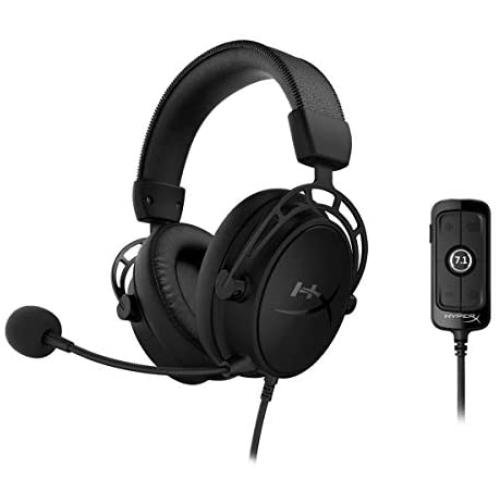 HyperX Cloud Alpha S - PC Gaming Headset, 7.1 Surround Sound, Adjustable Bass, Dual Chamber Drivers, Breathable Leatherette, Memory Foam, and Noise Cancelling Microphone - Blackout (HX-HSCAS-BK/WW)