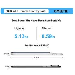 OMEETIE Battery Case for iPhone Xs Max, 5000mAh Slim Portable Rechargeable Charging Case Compatible with iPhone Xs Max(6.5 inch) Protective Charger Case (Blue)