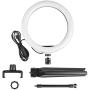 Cliusnra LED Selfie Ring Light: 10.2" Small Tripod Stand Phone Holder Kit YouTube Video iPhone Ipad Photography Photo Vlog Makeup Dimmable Warm/White/Natural O-Light for Desk Floor Large USB Halo Lamp