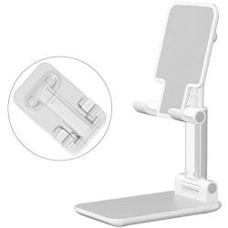 Cell Phone Stand, Jiduo Phone Holder Adjustable Height Smart Phone Accessories Compatible with Ipad Tablet for Desk Bedside Office Foldable (White)