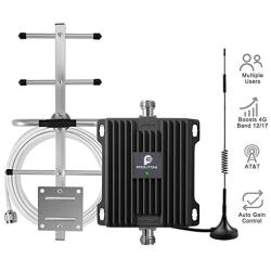 AT&T 4G LTE Cell Phone Signal Booster for Home and Office - 65dB 700MHz Band 12/17 Cellular Repeater w/Omni/Yagi Antennas Boosts Mobile Phone 4G LTE Data & Volte(Voice Over 4G) Signal
