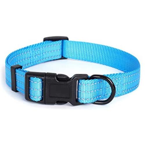 Mile High Life Dog Collar | Nylon with Reflective Three 3M Straps | Lime Green Hot Blue Pink Purple Red