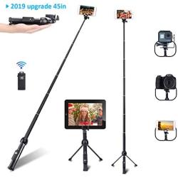 Selfie Stick, Professional 45-Inch Selfie Stick Tripod, Extendable Selfie Stick with Wireless Remote and Tripod Stand for iPhone 6 7 8 X Plus/Samsung Galaxy Note 9/S9 Plus and More