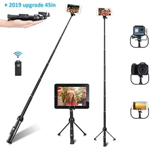Selfie Stick, Professional 45-Inch Selfie Stick Tripod, Extendable Selfie Stick with Wireless Remote and Tripod Stand for iPhone 6 7 8 X Plus/Samsung Galaxy Note 9/S9 Plus and More Selfie Stick, Professional 45-Inch Selfie Stick Tripod, Extendable Selfie Stick with Wireless Remote and Tripod Stand for iPhone 6 7 8 X Plus/Samsung Galaxy Note 9/S9 Plus and More