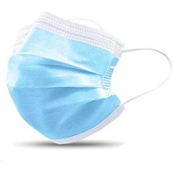 3-Layer Face Mask with Earloop Nose Stripe, Breathable Disposable Mask,Blue, 50Pcs