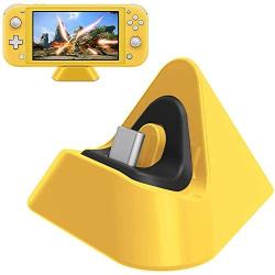 IUGGAN Charging Dock for Nintendo Switch Lite and Nintendo Switch Mini, Compact Charging Stand Station for Cell Phone with Type C Input Port (Yellow)