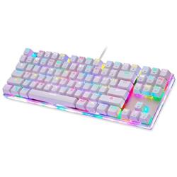 MOTOSPEED Gaming Mechanical Keyboard RGB Rainbow Backlit Transparent Bottom Anti-ghosting 87 Keys, Illuminated USB Gaming Keyboard for Mac/PC/Laptop Blue Switches