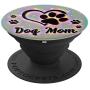 Dog Mom Gift Cute Dog Paw Print Heart Black Rainbow PopSockets Grip and Stand for Phones and Tablets