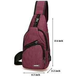 Mens Womens Sling Chest Shoulder Bag Outdoor Travel Crossbody Backpack with USB Charging Port