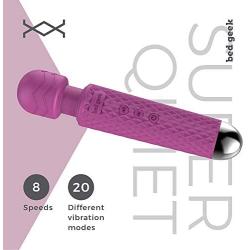 Personal Wand Massager bed geek with New Memory Feature Handheld Cordless Waterproof USB Rechargeable Massage 20 Vibration Patterns 8 Speeds Skin Soft Silicone Purple