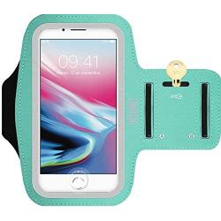 EDX Running Armband Phone Holder for Men & Women, with and Without LED, Compatible with iPhone and Galaxy Smartphones, Seafoam