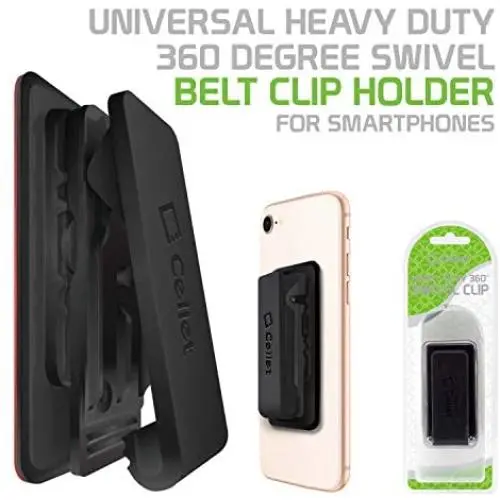Cellet CLIPHDBK Universal Heavy Duty 360 Degree Swivel Belt Clip Holder for Smartphones - Black Cellet CLIPHDBK Universal Heavy Duty 360 Degree Swivel Belt Clip Holder for Smartphones - Black