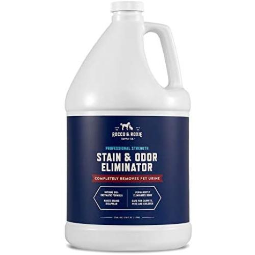 Rocco & Roxie Supply Professional Strength Stain and Odor Eliminator, Enzyme-Powered Pet Odor and Stain Remover for Dogs and Cat Urine, Spot Carpet Cleaner for Small Animal.