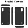 Galaxy A01 Case with Tempered Glass Screen Protector [2 Pack], Dahkoiz Armor Defender Cover Samsung Galaxy A01 Cases Dual Layer Hybrid Protective Phone Case for Samsung Galaxy A01, Black