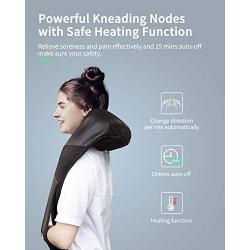 VeagleFly Neck and Shoulder Massager with Heat, Deep Tissue Back Massager with 3D Powerful Kneading Nodes, Relax Body and Relieve Pain at Home, Car and Office