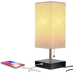 Brightech Grace LED USB Bedside Table & Desk Lamp – Modern Lamp with Soft, Ambient Light, Unique Lampshade & Functional USB Port – Perfect for Table in Bedroom, Living Room, or Office - Black