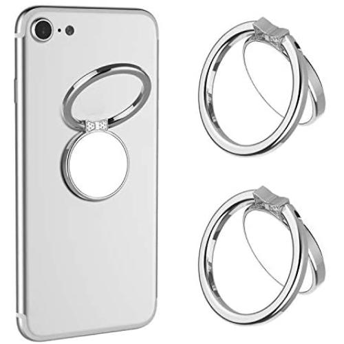 VASIVO Smart Phone Finger Ring Holder Mirror Series Stylish 360°Rotation 180°Flip Ring Stand Grip Mount for iPhone 7/7 Plus, Galaxy S8/S8 Plus and Other Smartphones (Silver 2 Pack)