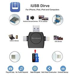 USB Flash Drives, SD Card Reader, Micro SD/TF Card Reader for iPhone iPad iOS Android 32GB Memory Stick, Marceloant OTG External Storage Flash Memory Pen Drive (Triangle Black Included 32GB TF Card)