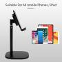 Adjustable Tablet Cell Phone Stand for Desk Fully Foldable Angle Height Adjustable Stable Desktop Phone Holder Cradle Dock Compatible with iPhone Samsung, iPad, Up to 10 Inch Screen