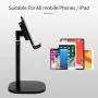 Adjustable Tablet Cell Phone Stand for Desk Fully Foldable Angle Height Adjustable Stable Desktop Phone Holder Cradle Dock Compatible with iPhone Samsung, iPad, Up to 10 Inch Screen