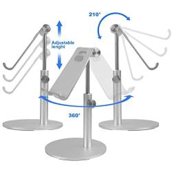 Co-Goldguard Tablet Stand Cell Phone Desk Holder Aluminum Desktop Stand Solid Anti-Slip Portable Universal Holders Adjustable Compatible with All Mobile Smart Phone Tablet,Silver