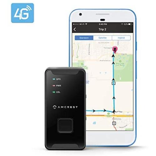 Amcrest 4G LTE GPS Tracker - Portable Mini Hidden Real-Time GPS Tracking Device for Vehicles, Cars, Kids, Persons, Assets w/Geo-Fencing, Text/Email/Push Alerts, 14 Day Battery (AM-GL300W-4G)