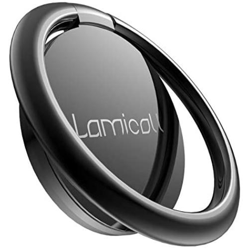 Finger Ring Stand, Lamicall Phone Ring Kickstand, Metal Grip Holder for Magnetic Car Mount Compatible with Cell iPhone 11 Pro Xs Max XR X 8 7 6 6s Plus, Smartphone Accessories - Black