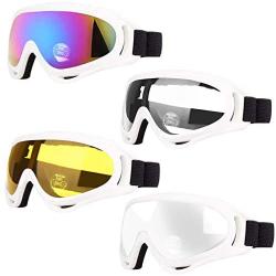 Peicees 4 Pack Winter Ski Goggles with UV400 Protection Adjustable Motorcycle Snow Goggles Tactical Glasses Windproof Sunglasses for Kids Boys Girls